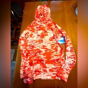 Unisex size is L 14/16 Columbia brand super terminal tackle hoodie orange/white